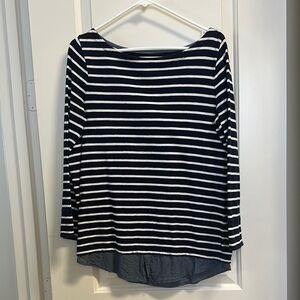 LOFT Striped Long Sleeve Tee in Navy and White